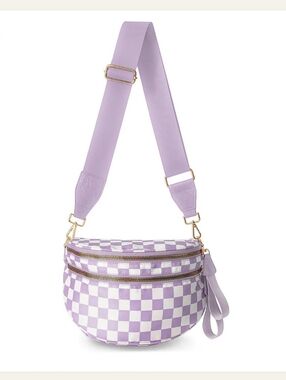 Gold Blush BEST SELLING Lavender Checkered Crossbody Bum Bag